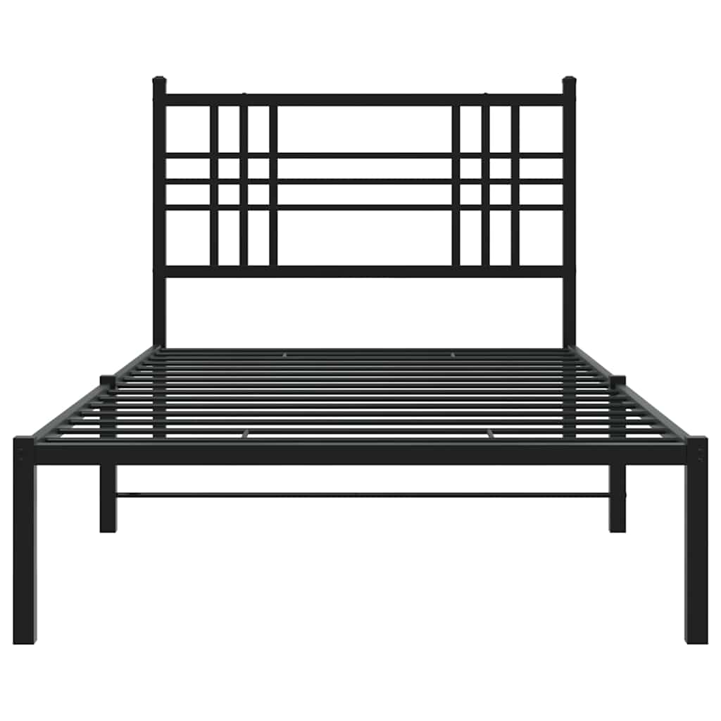 Metal Bed Frame without Mattress with Headboard Black 107x203 cm King Single