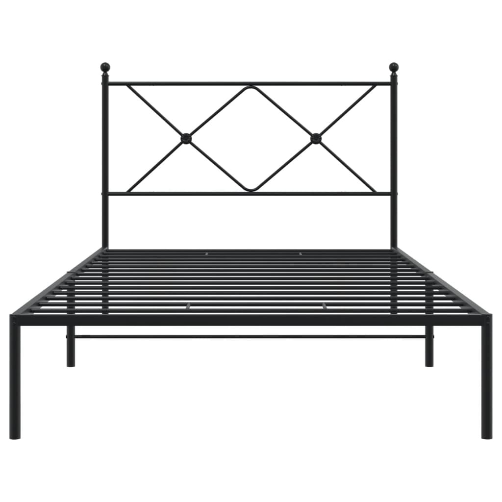 Metal Bed Frame without Mattress with Headboard Black 107x203 cm King Single