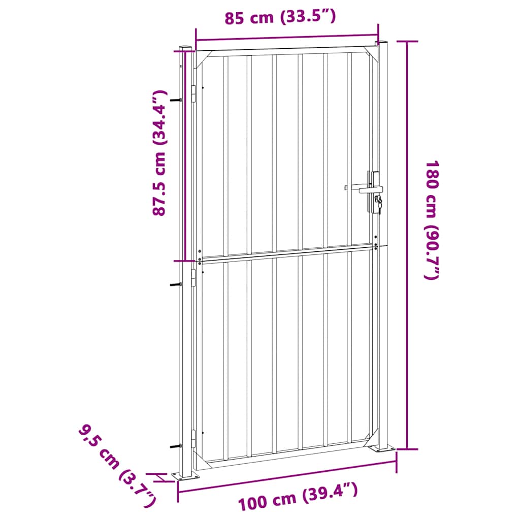 Garden Gate 100x175 cm Stainless Steel