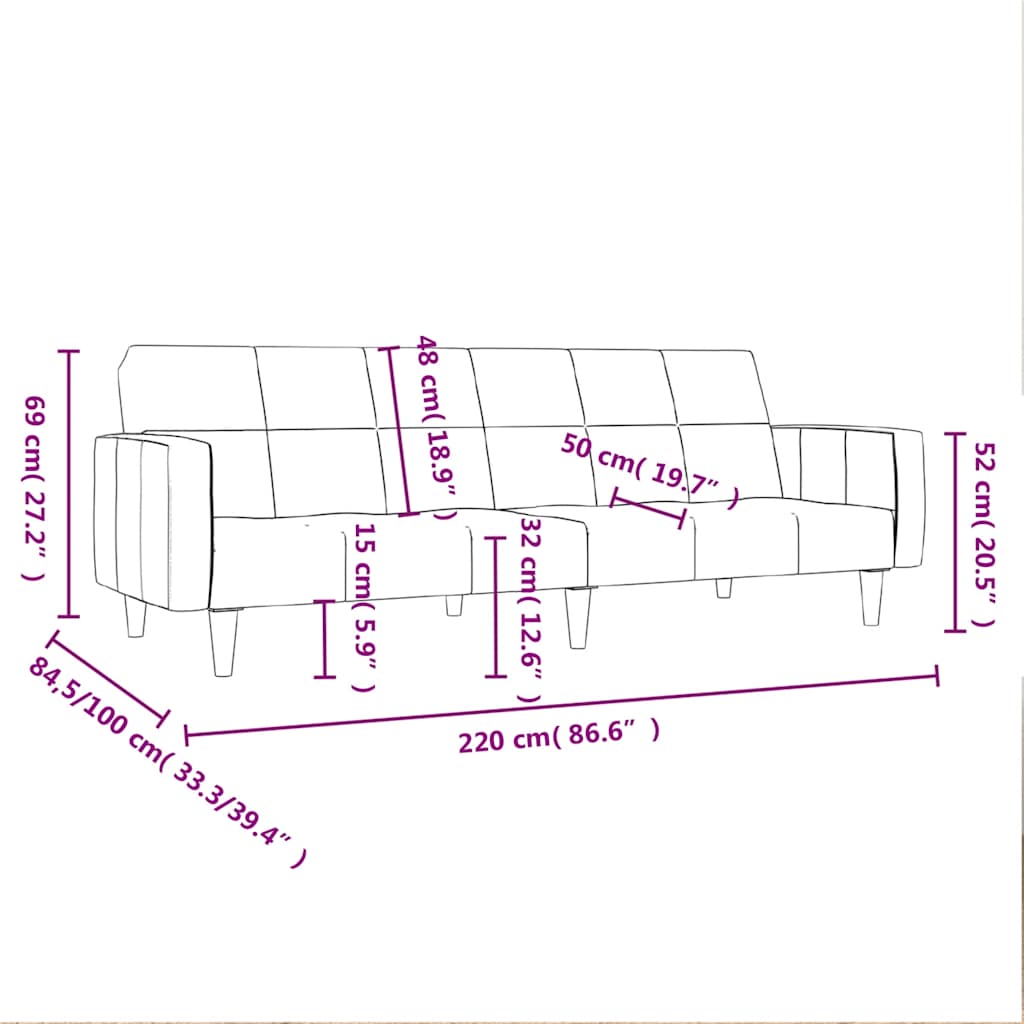 2-Seater Sofa Bed Fabric