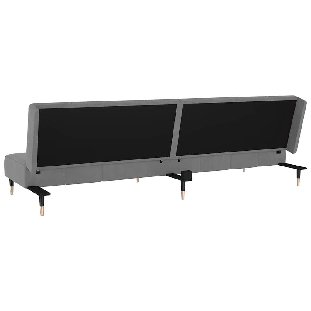 2-Seater Sofa Bed Light Grey Velvet