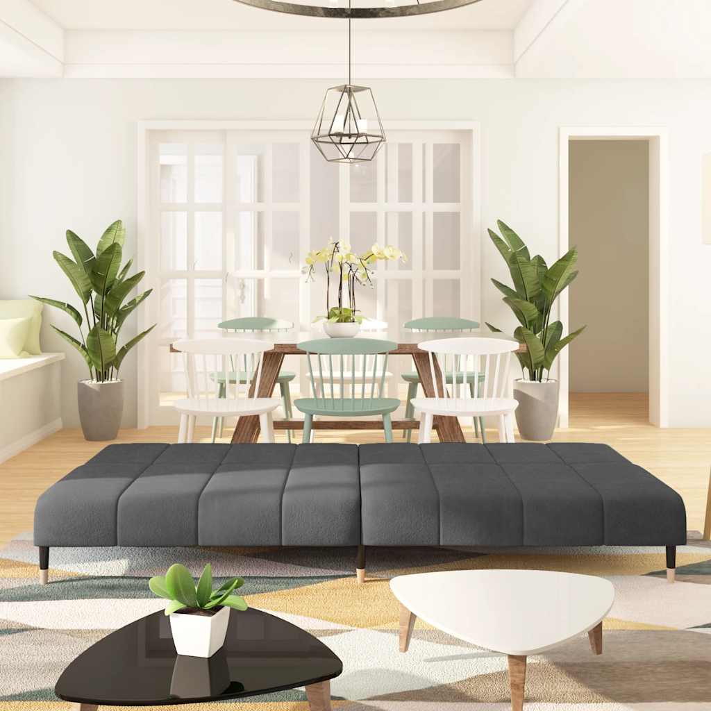 2-Seater Sofa Bed Dark Grey Velvet
