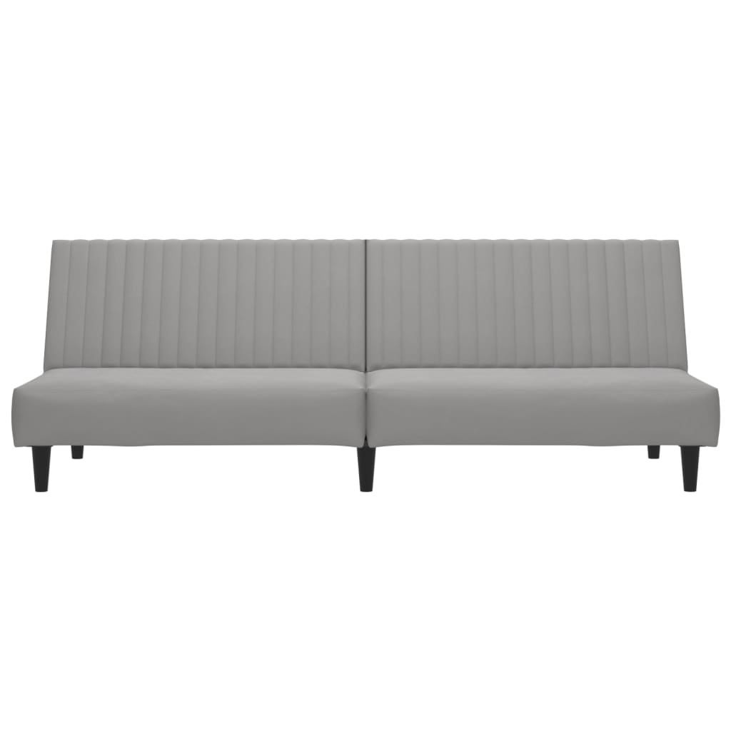 2-Seater Sofa Bed Light Grey Velvet