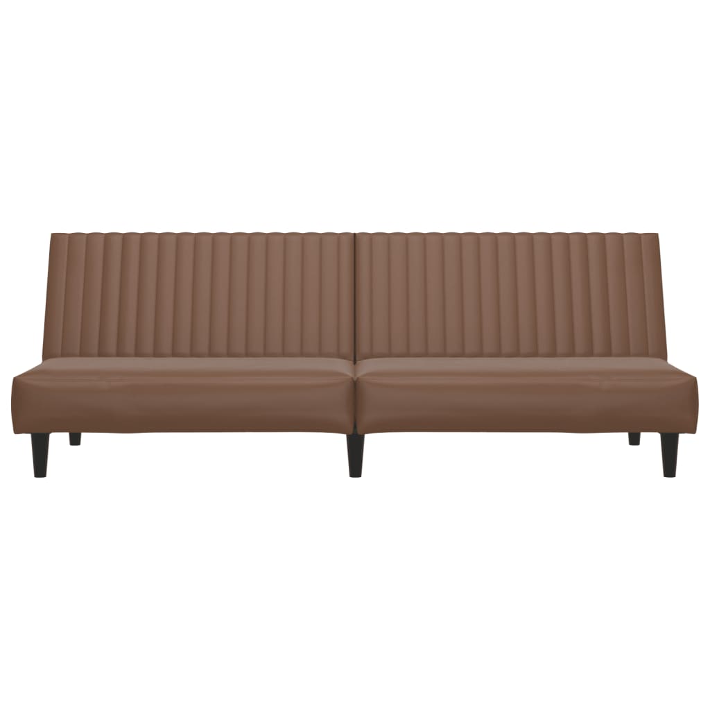 2-Seater Sofa Bed Brown Faux Leather