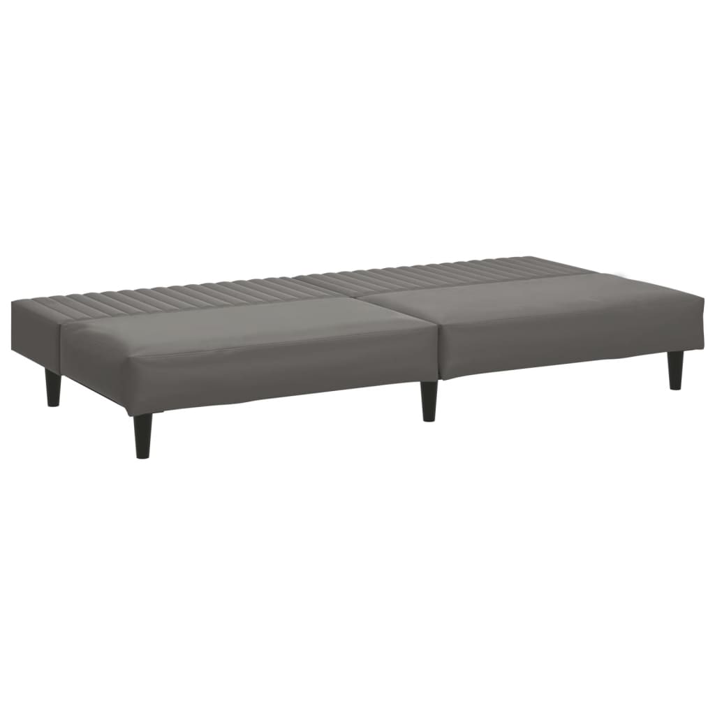 2-Seater Sofa Bed Grey Faux Leather