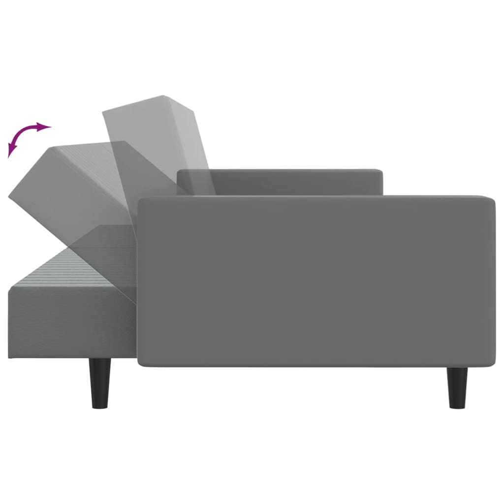 2-Seater Sofa Bed Grey Faux Leather