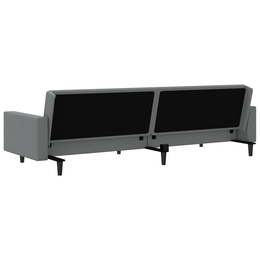 2-Seater Sofa Bed Grey Faux Leather
