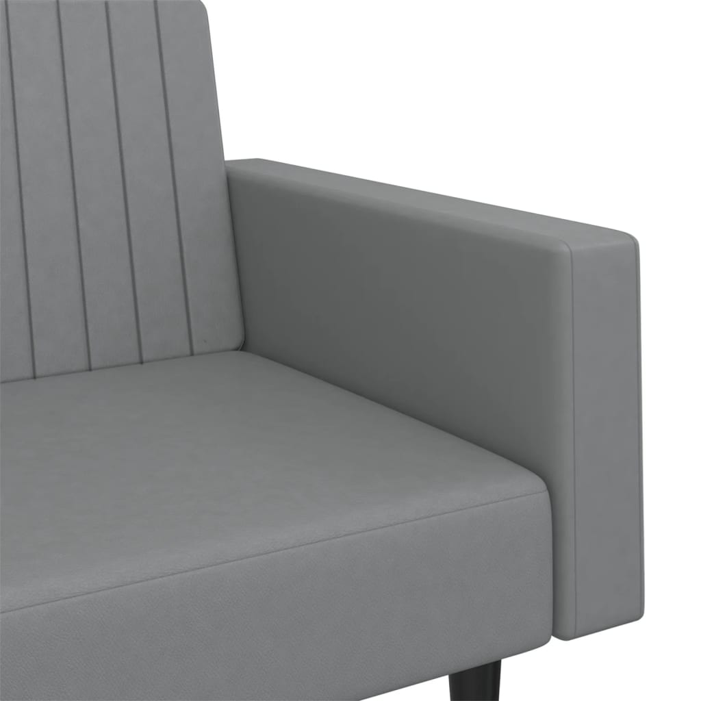 2-Seater Sofa Bed Grey Faux Leather