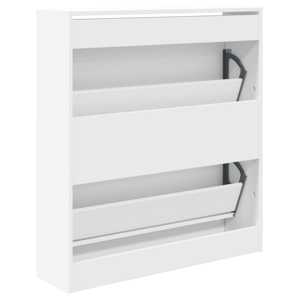 Shoe Cabinet White 80x21x87.5 cm Engineered Wood