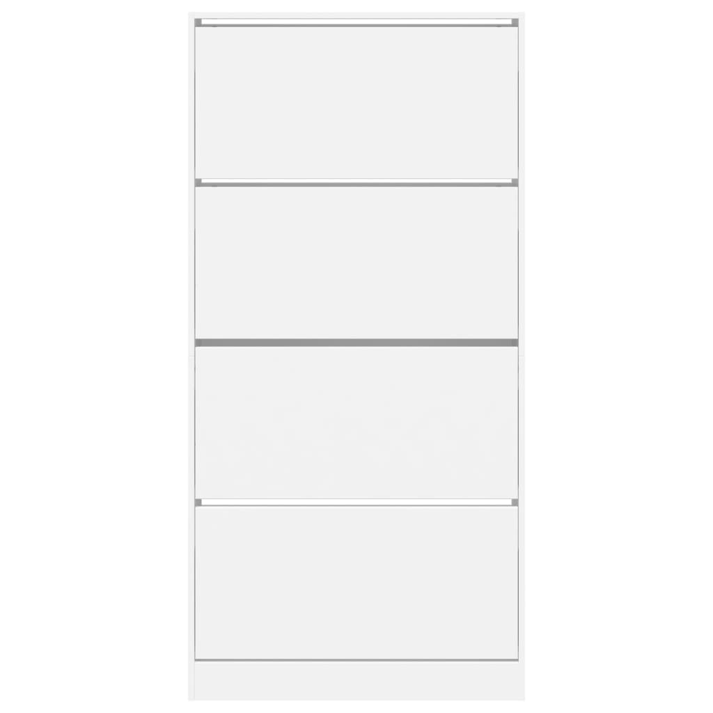 Shoe Cabinet with 4 Flip-Drawers White 80x21x163.5 cm