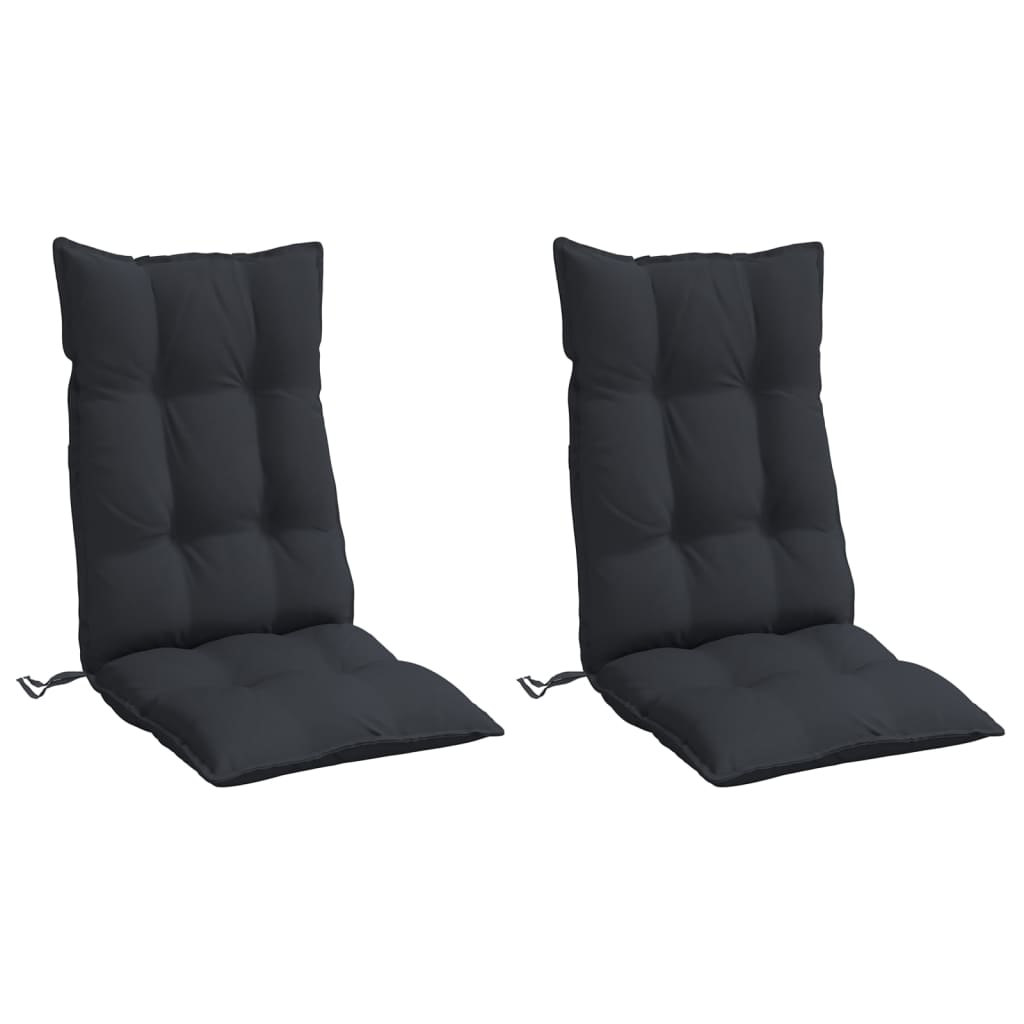 Highback Chair Cushions 2 pcs Black Oxford Fabric