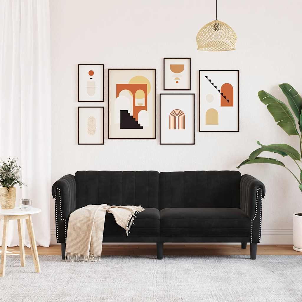 Sofa 2-Seater Black Velvet