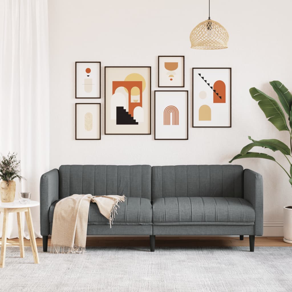 Sofa 3-Seater Dark Grey Fabric