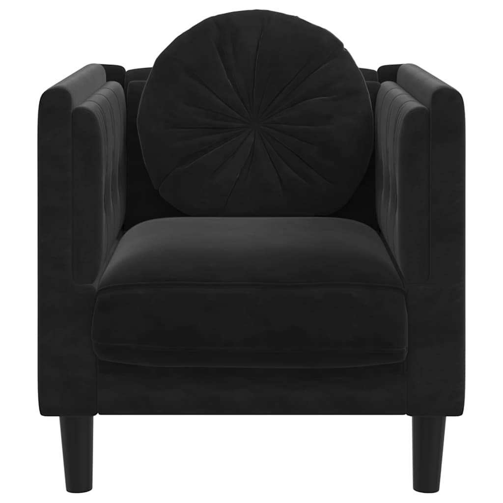 Sofa Chair with Cushion Black Velvet