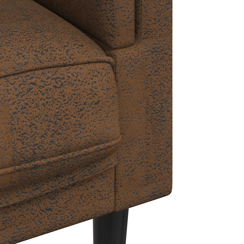 Sofa with Cushions 3-Seater Brown Faux Suede Leather