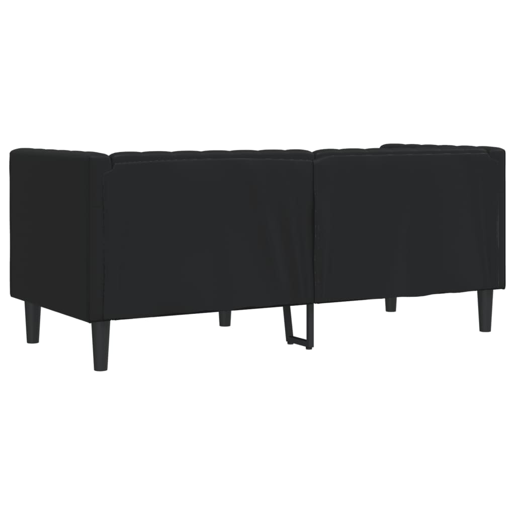 Chesterfield Sofa 2-Seater Black Faux Leather