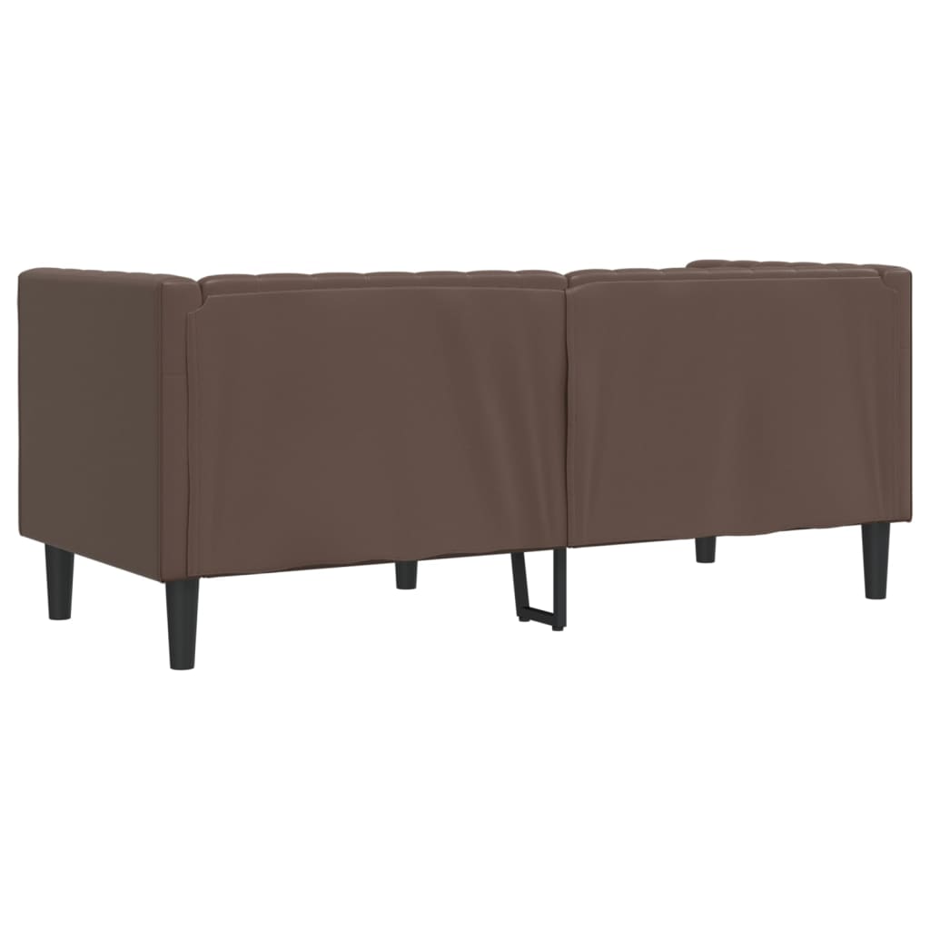 Chesterfield Sofa 2-Seater Brown Faux Leather