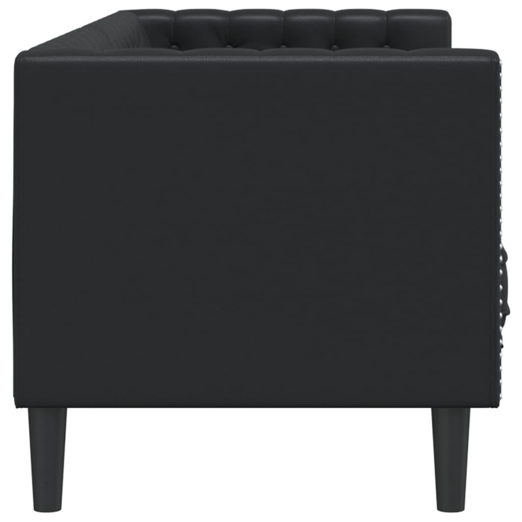 Chesterfield Sofa 3-Seater Black Faux Leather