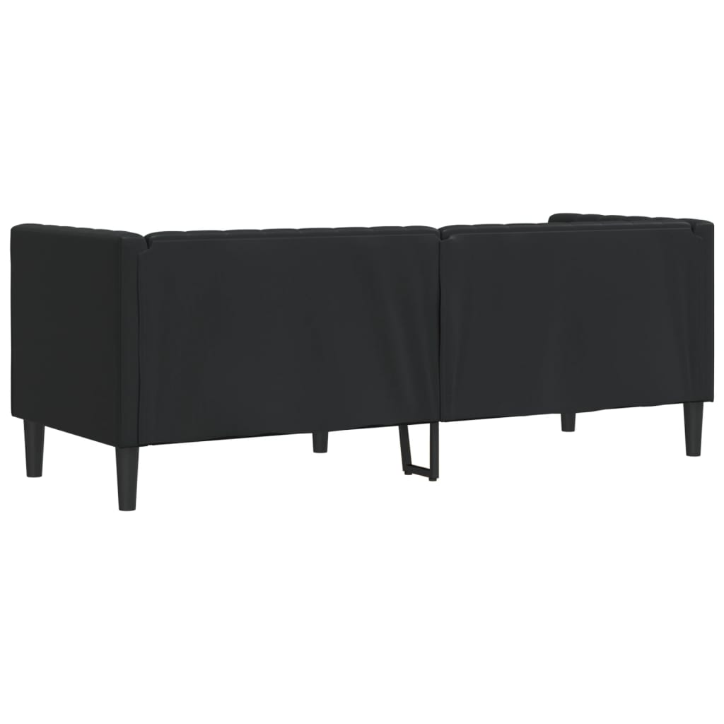 Chesterfield Sofa 3-Seater Black Faux Leather