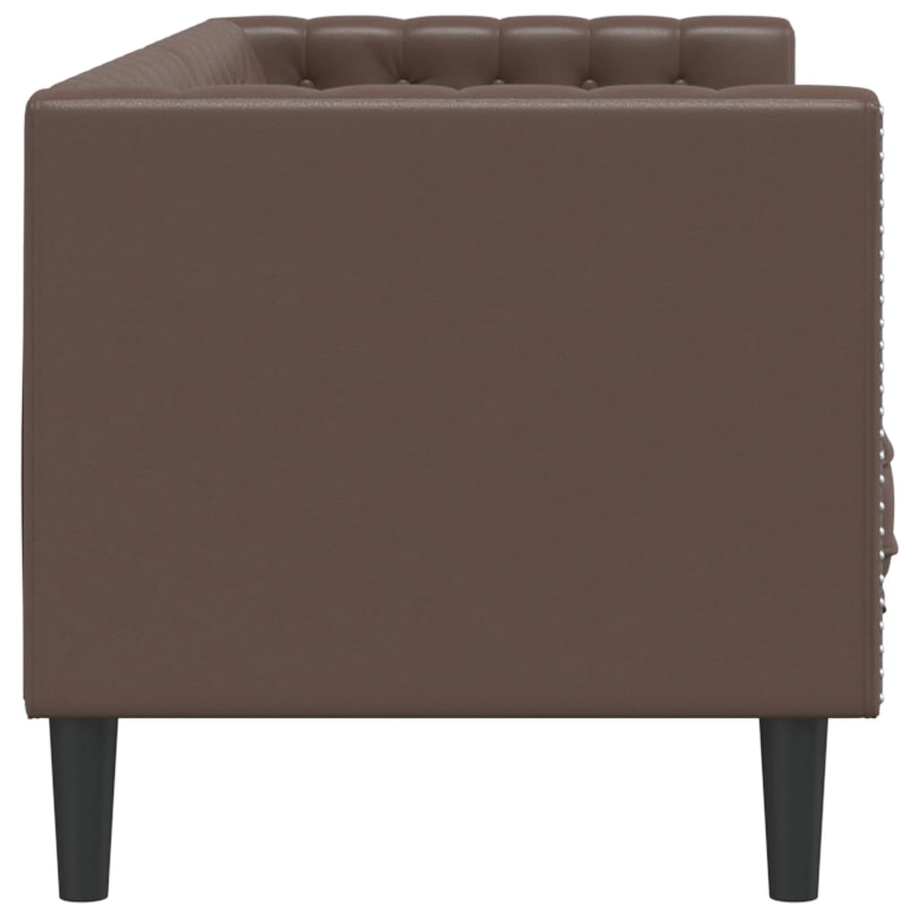 Chesterfield Sofa 3-Seater Brown Faux Leather