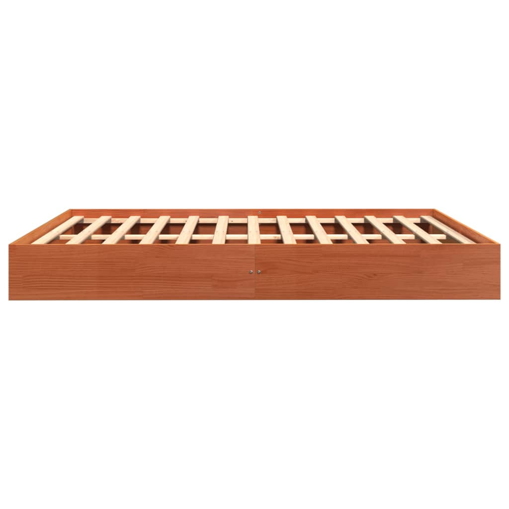 Bed Frame without Mattress Wax Brown 150x200 cm Solid Wood Pine