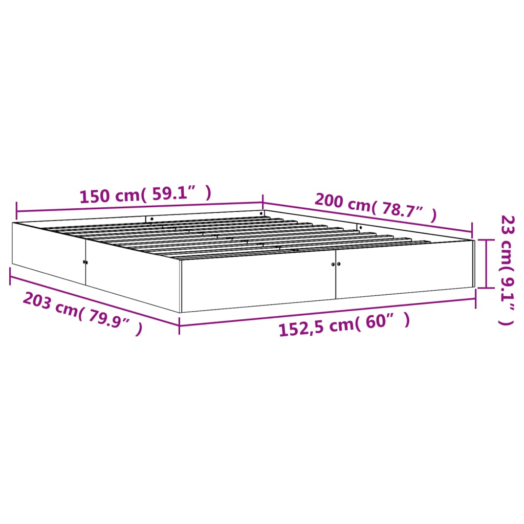 Bed Frame without Mattress Wax Brown 150x200 cm Solid Wood Pine
