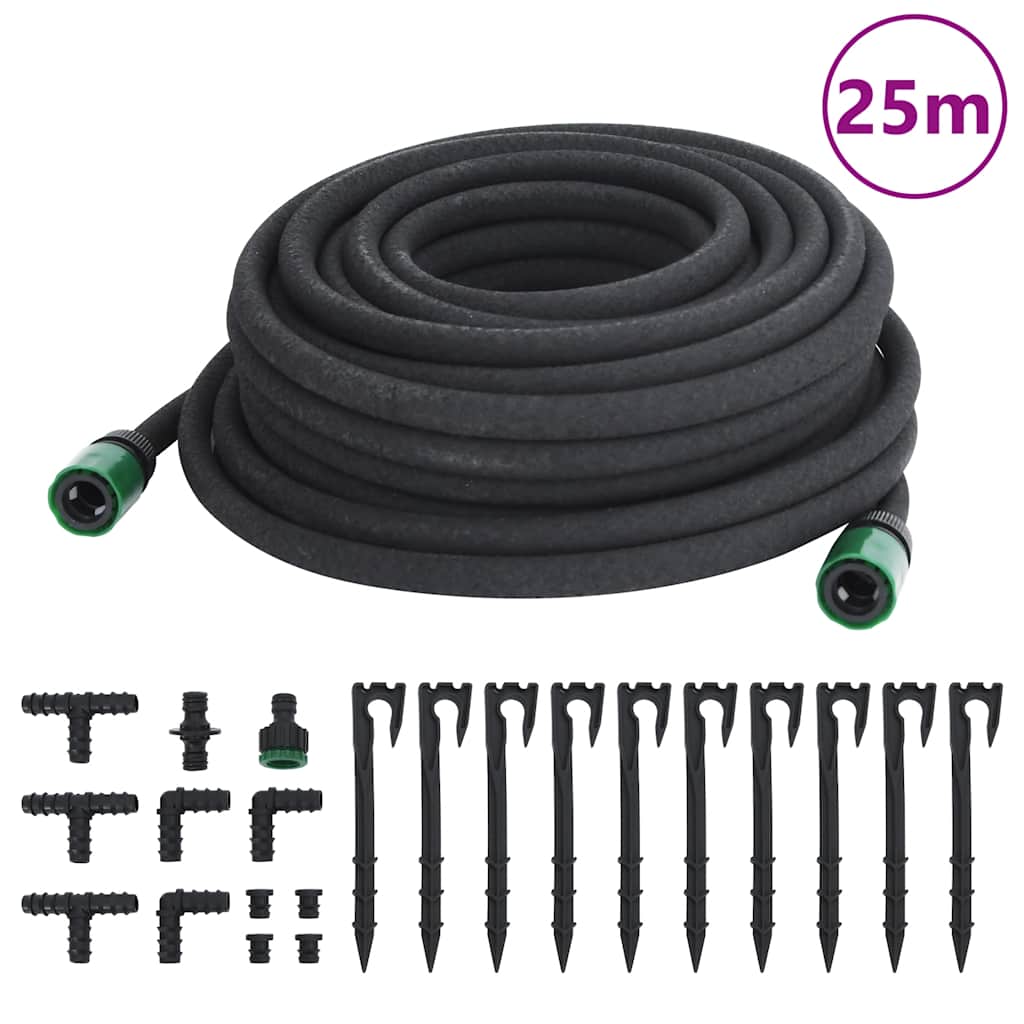 Garden Soaker Hose Black 0.6" 25 m Rubber
