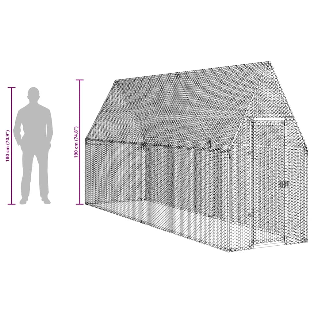 Chicken Cage Silver 100x100x190 cm Galvanised Steel