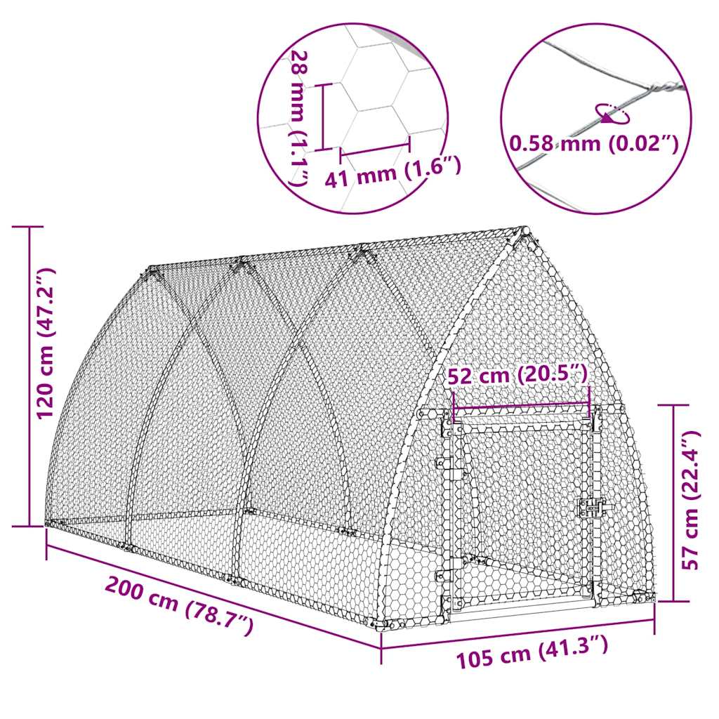 Chicken Cage Silver 300x105x120 cm Galvanised Steel