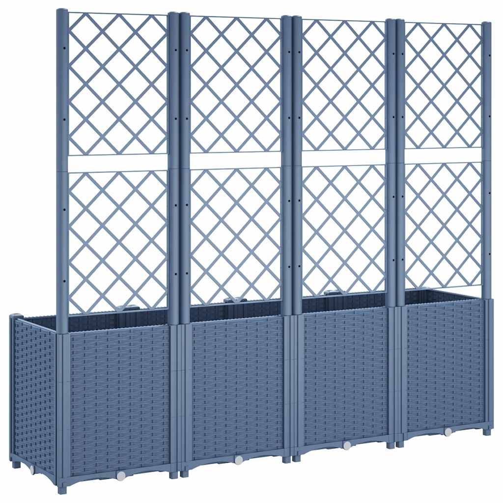 Garden Planter with Trellis Blue Grey 160x40x140 cm PP