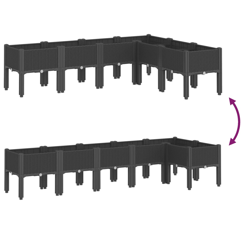 Garden Planter with Legs Black 160x120x42 cm PP