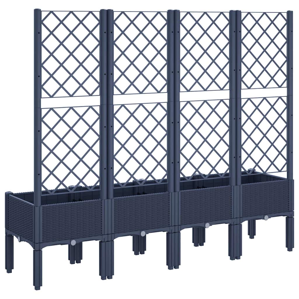 Garden Planter with Trellis Blue Grey 160x40x142 cm PP