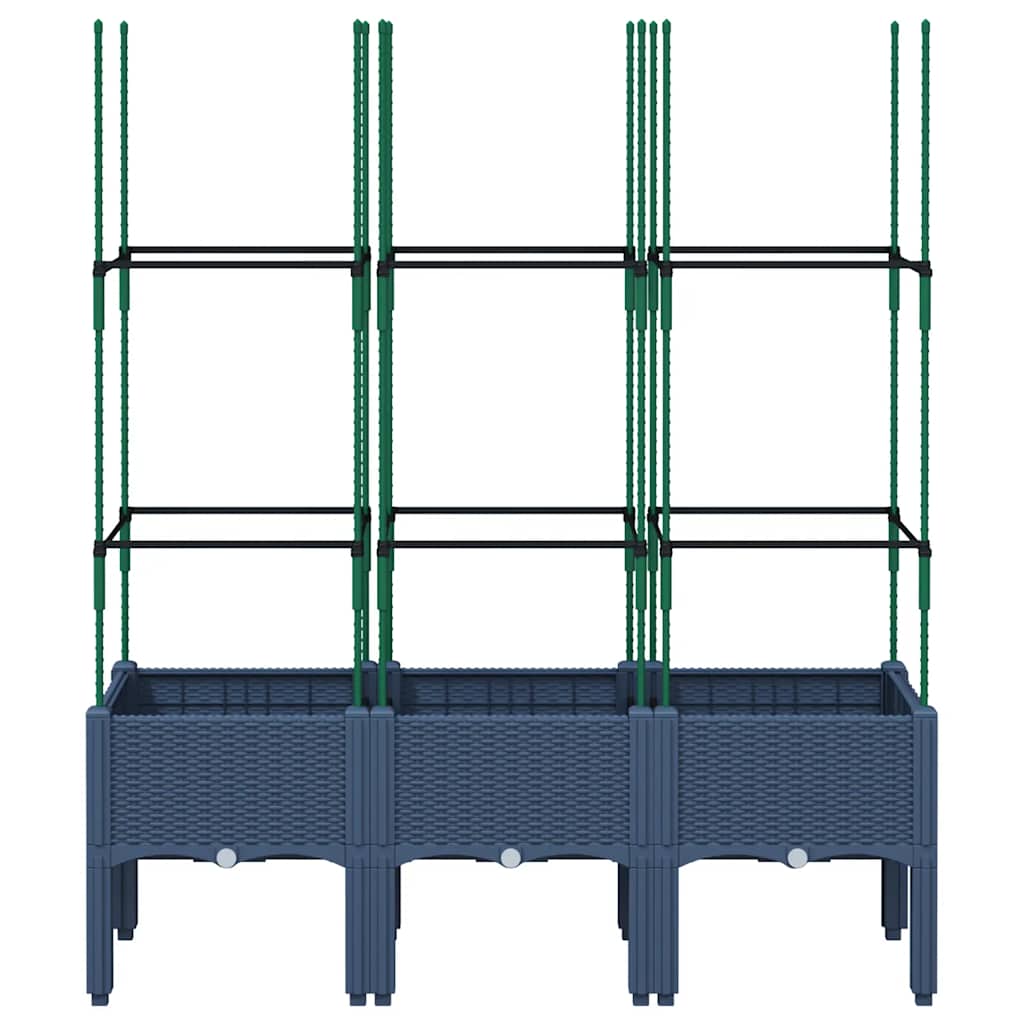 Garden Planter with Trellis Blue Grey 120x40x142.5 cm PP