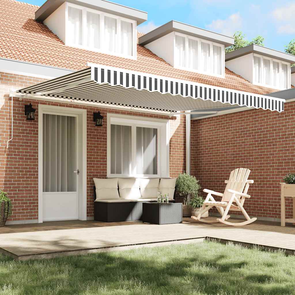 Manual Retractable Awning Anthracite&White 400x300 cm