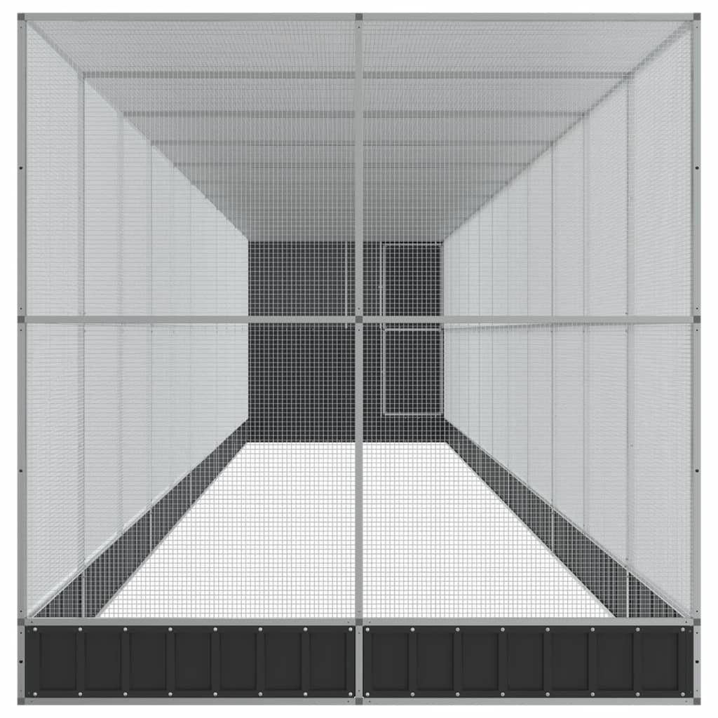 Aviary with Extension Silver 1244x203x216 cm Steel