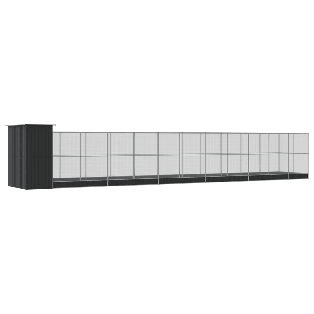 Aviary with Extension Silver 1244x203x216 cm Steel