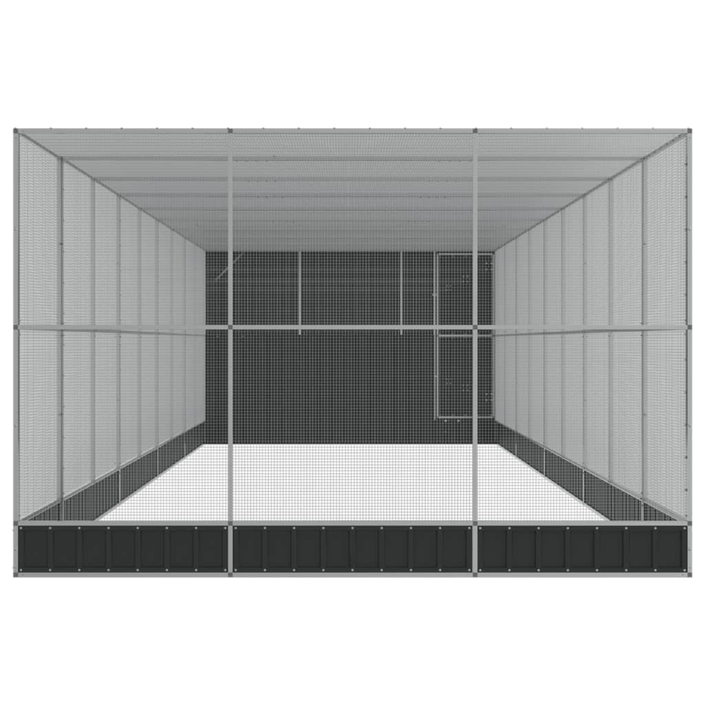 Aviary with Extension Silver 1118x303x216 cm Steel