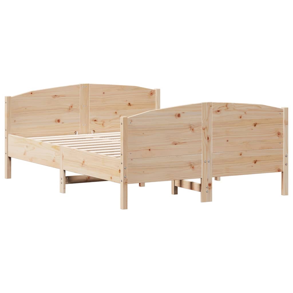 Bed Frame with Headboard 150x200 cm Solid Wood Pine