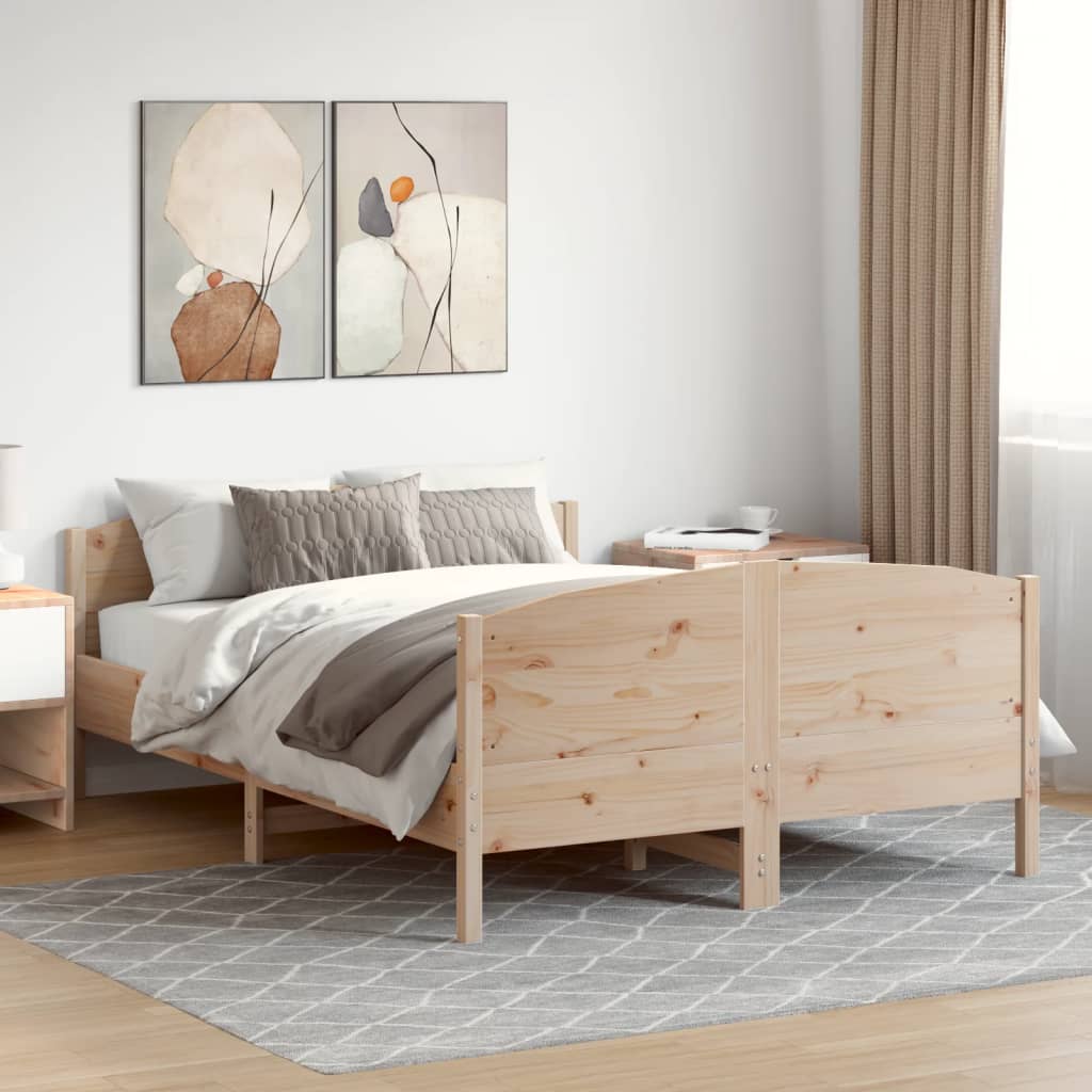 Bed Frame with Headboard 150x200 cm Solid Wood Pine