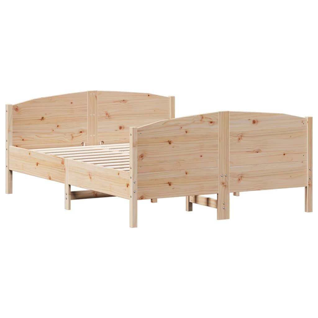 Bed Frame with Headboard 150x200 cm Solid Wood Pine