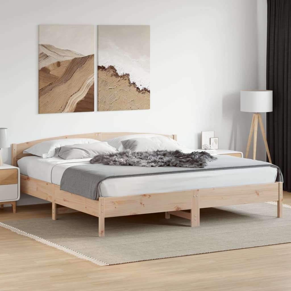 Bed Frame with Headboard 180x200 cm Solid Wood Pine