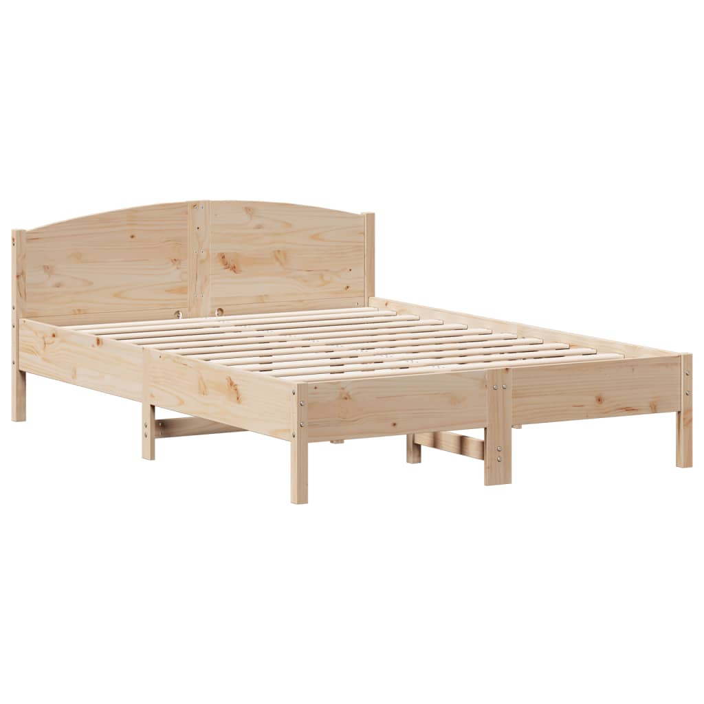 Bed Frame with Headboard 150x200 cm Solid Wood Pine