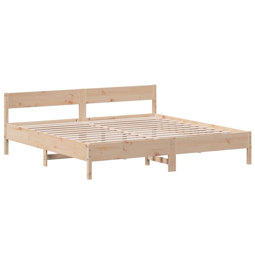 Bed Frame with Headboard 180x200 cm Solid Wood Pine