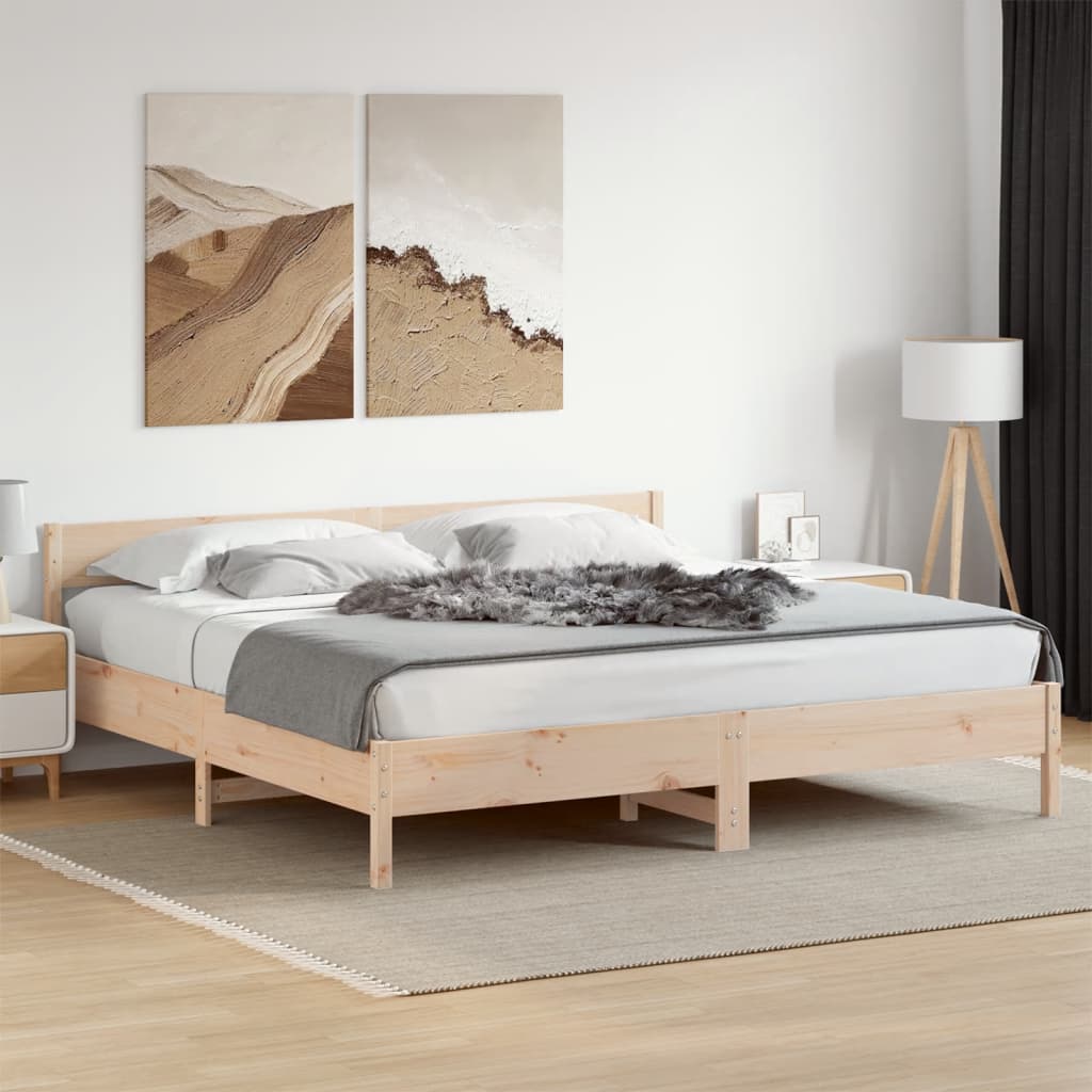Bed Frame with Headboard 180x200 cm Solid Wood Pine