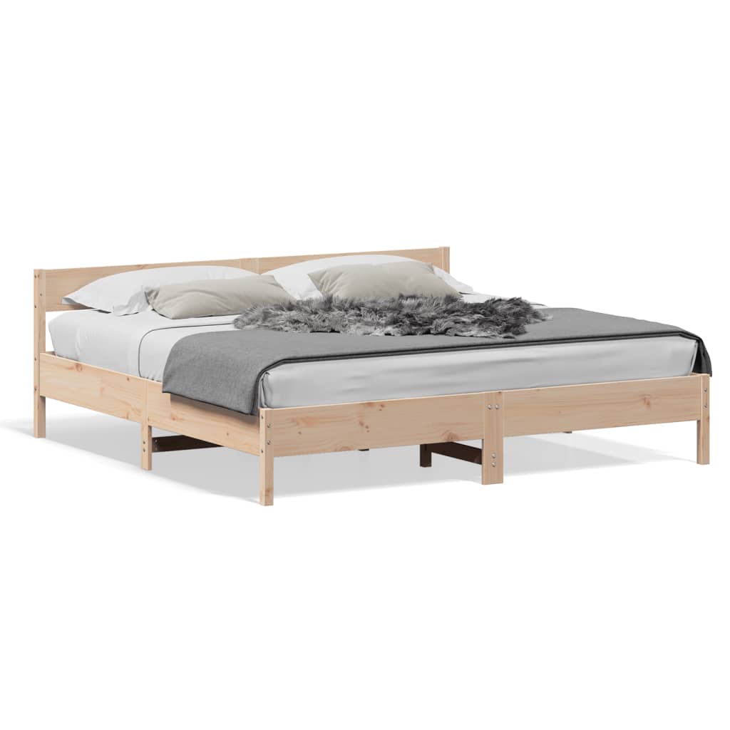 Bed Frame with Headboard 180x200 cm Solid Wood Pine