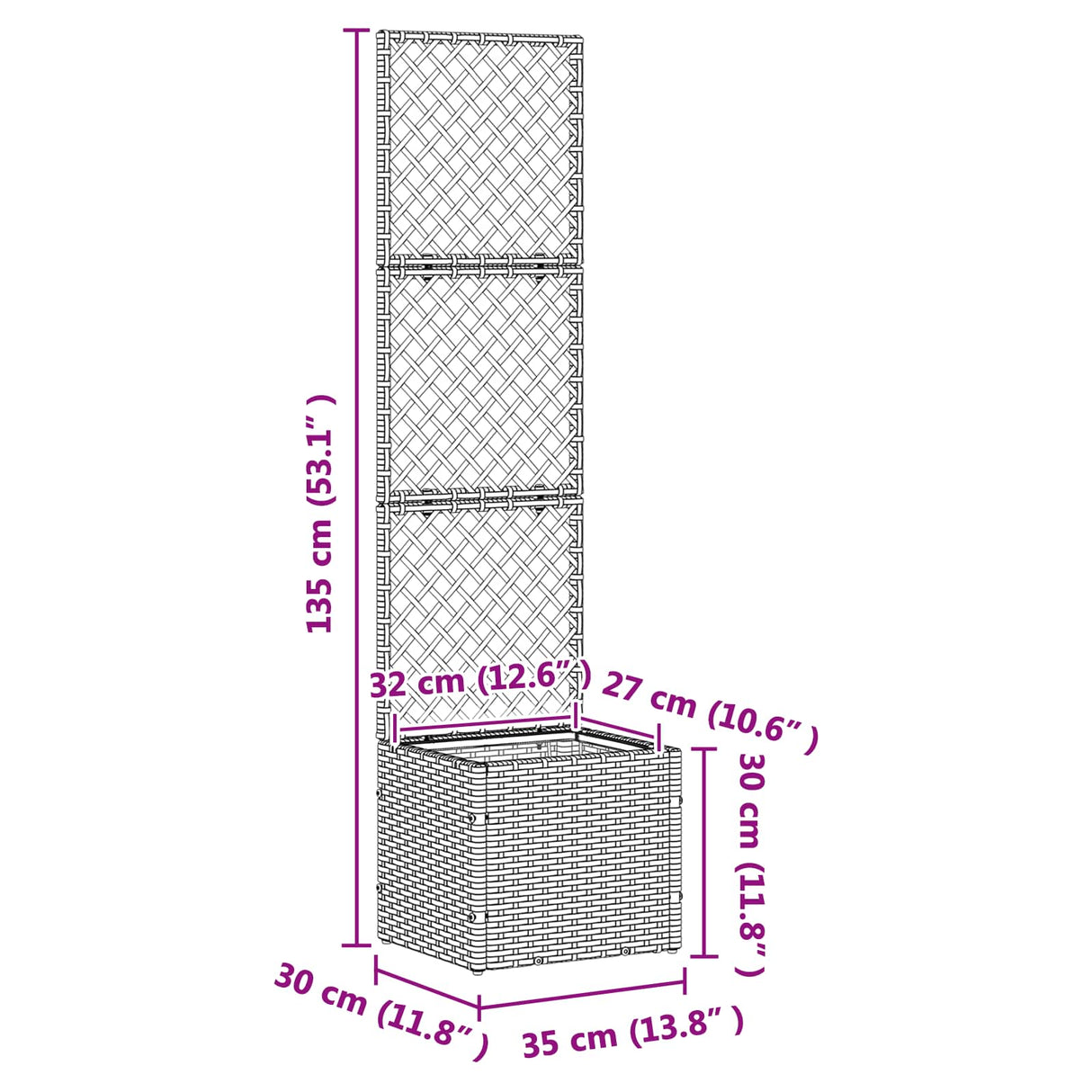Garden Trellis Planter Black 35 x 30 x 135 cm Metal