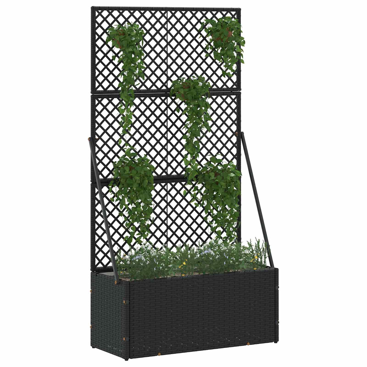 Garden Trellis Planter Black 70 x 30 x 135 cm Metal