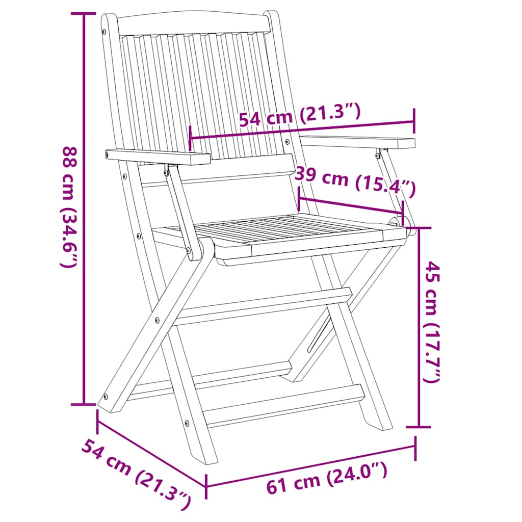 Folding Chairs 2 pcs 54x61x88 cm Solid Wood Acacia
