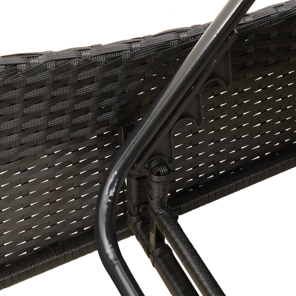 Sun Lounger with Cushion Black 60x205x73 cm Poly Rattan