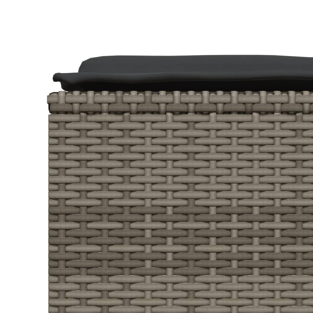 Garden Stools with Cushions 4 pcs Grey Poly Rattan